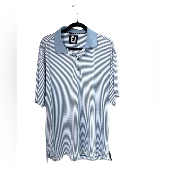 FootJoy Bundle 2 Men's Blue Striped Polo Shirts Size Large - Picture 3 of 7